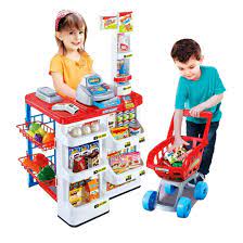 Hape e3145 all in 1 kids toddler wooden pretend play kitchen set with oven, stove, sink, microwave, coffee maker, dish washer, fridge and accessories. Buy Sr Toys Kids Role Pretend Playset Big Size Supermarket Kit For Kids Toys With Shopping Cart And Sound Effects Kitchen Set Kids Toys For Boys And Girls Plastic Pink Pack Of 24 Acc