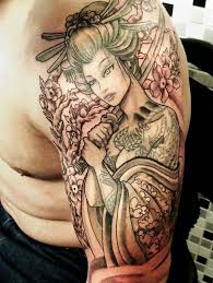 Japanese blue samurai geisha tattoo designs, drawings and outlines with meaning. 50 Beautiful Geisha Tattoos You Will Love Cuded