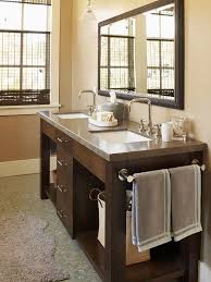 Added Features Minimize Clutter On Bath Walls By Attaching A Towel Rod To The Side Of A Freestanding Vanity For An Ext Small Bath Small Bathroom Diy Bathroom