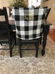 I made a video of the whole process….painting, distressing, waxing, and covering the chair seats. Black And White Buffalo Check Chair Cover Monogram Check Chair Etsy