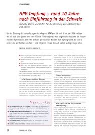 Die schweiz beginnt demnächst mit impfungen gegen das coronavirus. Hpv Impfung Rund 10 Jahre Nach Einfuhrung In Der Schweiz Rosenfluh Ch