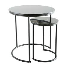 Gustavo 2 Bouts De Canape Gigognes En Marbre Noir Sur Maisons Du Monde Ref 176608 Nesting End Tables Black Marble Side Tables Marble Tables Design
