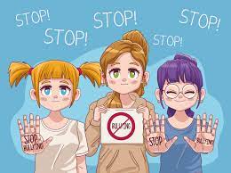 cute little girls group with stop bullying comic manga characters 2508371  Vector Art at Vecteezy