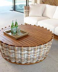 Round wicker coffee tables are very popular because they can complete a patio set. Maldive Round Natural Wicker Outdoor Coffee Table