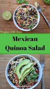Mexican Quinoa Salad Emily Happy Healthy Recipe Mexican Quinoa Salad Plant Based Diet Recipes Whole Food Recipes