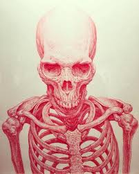 Out Of Step Books Publishing On Instagram Close Up Of A Rad Red Ballpoint Pen Illustration By The Awesome Guno Skeleton Drawings Skulls Drawing Skull Art