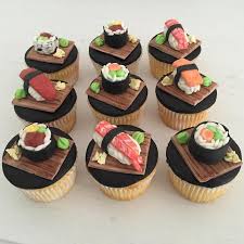 Sushi Cupcakes By Monica Liguori Sushi Cake Birthday Sushi Cake Sushi Cupcakes