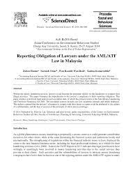 Money, laundering, malaysia, regulations, policies. Pdf Reporting Obligation Of Lawyers Under The Aml Atf Law In Malaysia