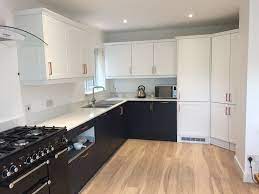 New Blue And Copper Kitchen Nearly Finished Magnet Dunham Midnight Blue And White With Copper Handles Kitchen Design Kitchen Interior Kitchen Inspirations