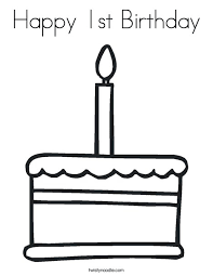 Cake with three candles printable coloring page, free to download and print. Happy 1st Birthday Coloring Page Twisty Noodle