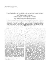 Maybe you would like to learn more about one of these? Pdf Functional Properties Of Bamboo Polyester Blended Knitted Apparel Fabrics