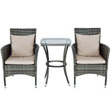 Goplus Rattan Wicker 3 Piece Outdoor Bistro Set Walmart Com Rattan Furniture Set Gray Patio Furniture Wicker Patio Chairs