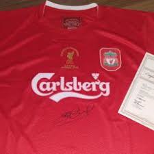 Der fc liverpool setzt bei seinem neuen trikot auf türkise und weiße akzente, die auch im wappen des klubs zu finden sind. Original Steven Gerrard Signed Liverpool Home Jersey Catawiki