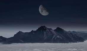 Moon Mountain Sky Mountains Night Landscape Nature Space Fantasy Evening Clouds Pikist