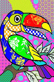 Tucano Toucan In Rainbow Patterns Dessin Wal Art Peinture