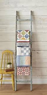 How To Decorate With Vintage Ladders 20 Ways To Inspire Quilt Display Quilt Rack Vintage Ladder