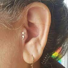 This Lovely Client Had Been Contemplating A Semicolon Tattoo But Wasn T Sure If A Tattoo Was The Ri Unique Ear Piercings Pretty Ear Piercings Tragus Piercings