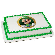 49 luigi birthday cakes ranked in order of popularity and relevancy. Super Mario Luigi Okie Dokie Edible Cake Topper Image Walmart Com Walmart Com