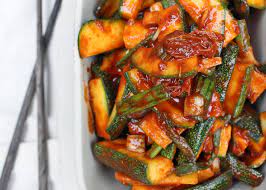 This version uses a kimchi mixture for a spicy kick, and uses my special anchovy stock. Zucchini Kimchi The Blurry Lime