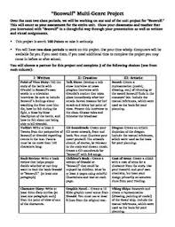 Beowulf Multi Genre Project High School English Lessons Teaching Literature Beowulf Lesson Plans