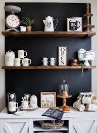 If you are handy with tools, build open shelves above the kitchen counter or even a buffet table. Diy Chalkboard Coffee Bar Southern Home And Designs