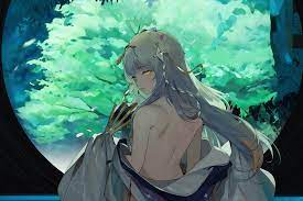 Check spelling or type a new query. White Hair Long Hair Looking At Viewer Looking Over Shoulder Bareback Back Original Characters Undressing Anime Girls Yellow Eyes Blushing Hair Ornament Jewelry Kimono Japanese Clothes Behind 2d Illustration Drawing Digital Art