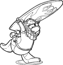 Awesome Club Penguin Surfing Coloring Page Club Penguin Coloring Pages Penguins