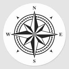 Black And White Compass Rose Postage Stamp Classic Round Sticker Zazzle Com In 2021 Black And White Stickers Traditional Tattoo Black And White Compass Rose