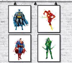 Superhero Watercolor Print Batman Superman Green Arrow Etsy Watercolor Print Watercolor Art Prints Superhero
