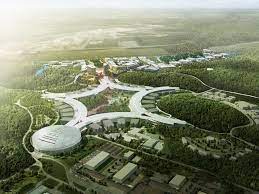 They are connected by a covered public plaza. Universiti Teknologi Petronas Research Cluster Sasaki