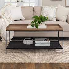 Industrial Tray Top Coffee Table With Metal Mesh Shelf Saracina Home Target Coffee Table Coffee Table Rectangle Living Room Coffee Table