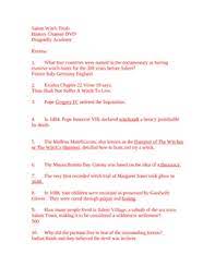 What do different witch hunts often have in common? Salem Witch Trials History Channel Dvd Review Answer Key By Dragonfly Academy