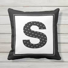 Black And White Polka Dot Outdoor Cushions Polka Dot Monogram In Black And White Outdoor Pillow Zazzle Com In 2020 Polka Dot Monogram Outdoor Pillows Monogram Pillows