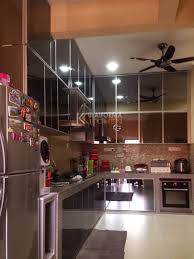 The cable lighting follows the curve of the floating glass counter. Furniture And Kitchen Cabinet Aluminium Kitchen Cabinet Glass Door Mirror Finish