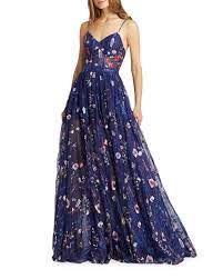 The stunning silhouette and luxurious fabric of this floral dress tell a story. Mac Duggal Floral Embroidered Sweetheart Sleeveless Bustier Gown In Indigo Modesens