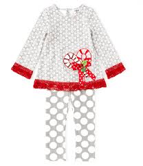 Counting Daisies Little Girls 2t 6x Christmas Candy Cane Applique Tunic Dotted Leggings Set Dillards