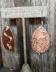 Mixed Metal Dangle Earrings Silver and Copper Boho Earrings - Etsy