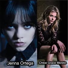 Which young actress gives off the most moody, adult or coming of age vibe,  Jenna Ortega or Chloe Grace Moretz?