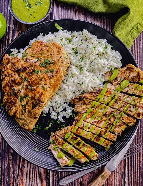 Balanced high-protein meal assembly, AI generated