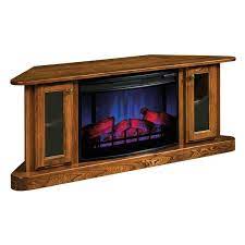 Corner entertainment center with electric fireplace. Cascadia Corner Electric Fireplace With Tv Stand From Dutchcrafters
