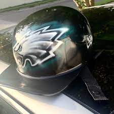 Custom Airbrushed Philadelphia Eagles Motorcycle Helmet Baseball Hat Mikesprolids Philadelphiaeagles Custom Airbrushing New Era Cap Philadelphia Eagles