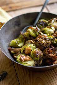 Wild Mushrooms And Brussels Sprouts Recipe Thanksgiving Recipes Side Dishes Stuffed Mushrooms Side Dish Recipes