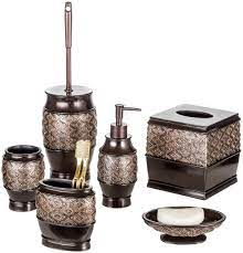 Accessories such as toilet paper dispensers should be within. Buy Creative Scents Dublin 6 Piece Bathroom Accessories Set Includes Decorative Soap Dispenser Soap Dish Tumbler Toothbrush Holder Tissue Box Cover And Toilet Bowl Brush Brown Online In Indonesia B07gsjqdwc