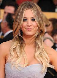 Kaley Cuoco Long Layered Hairstyle Ombre Hair Blonde Cool Blonde Hair Kaley Cuoco Hair