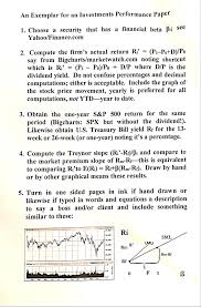 An Exemplar For An Investments Performance Paper 1