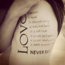 Just like my rib tattoo(: Love Never Fails On Tumblr Tattoo Fails Remembrance Tattoos Love Never Fails