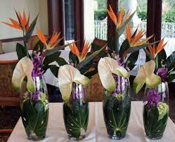Nautical Floral Arrangement Bird Of Paradise Tropical Wedding Centerpieces Tropical Flower Arrangements Flower Centerpieces Wedding