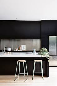 Metal handles with modern design. Black Kitchens Blue Tea Kitchens And Bathrooms
