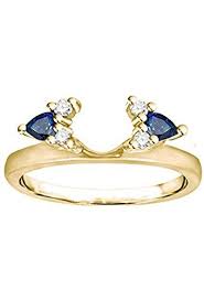 Diamond And Created Sapphire Ring Wrap Enhancer Set In Sterling Silver 0 52 Ct Twt Sapphire Solitaire Enhancer Wedding Band Sapphire Jewelry