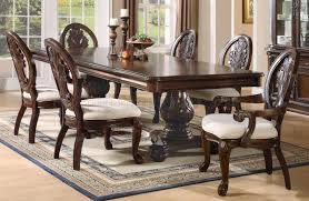 Dallas ranch rustic solid wood double pedestal dining table set. Rich Cherry Finish Formal Dining Room W Double Pedestal Base